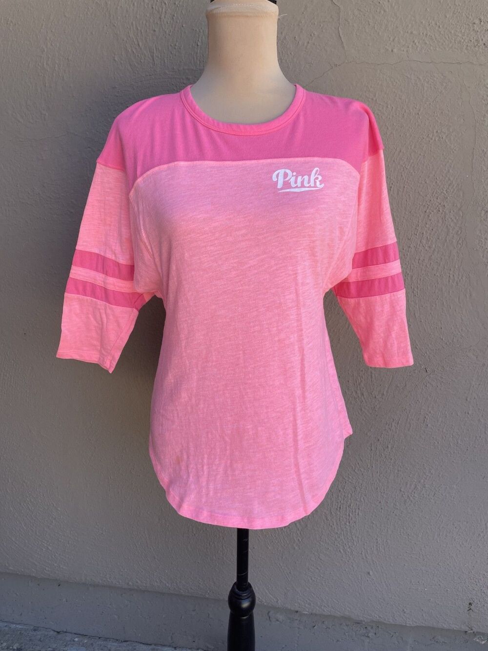 PINK Victoria's Secret Pink Nation Varsity 3/4 Stripe Sleeve Shirt Size XS
